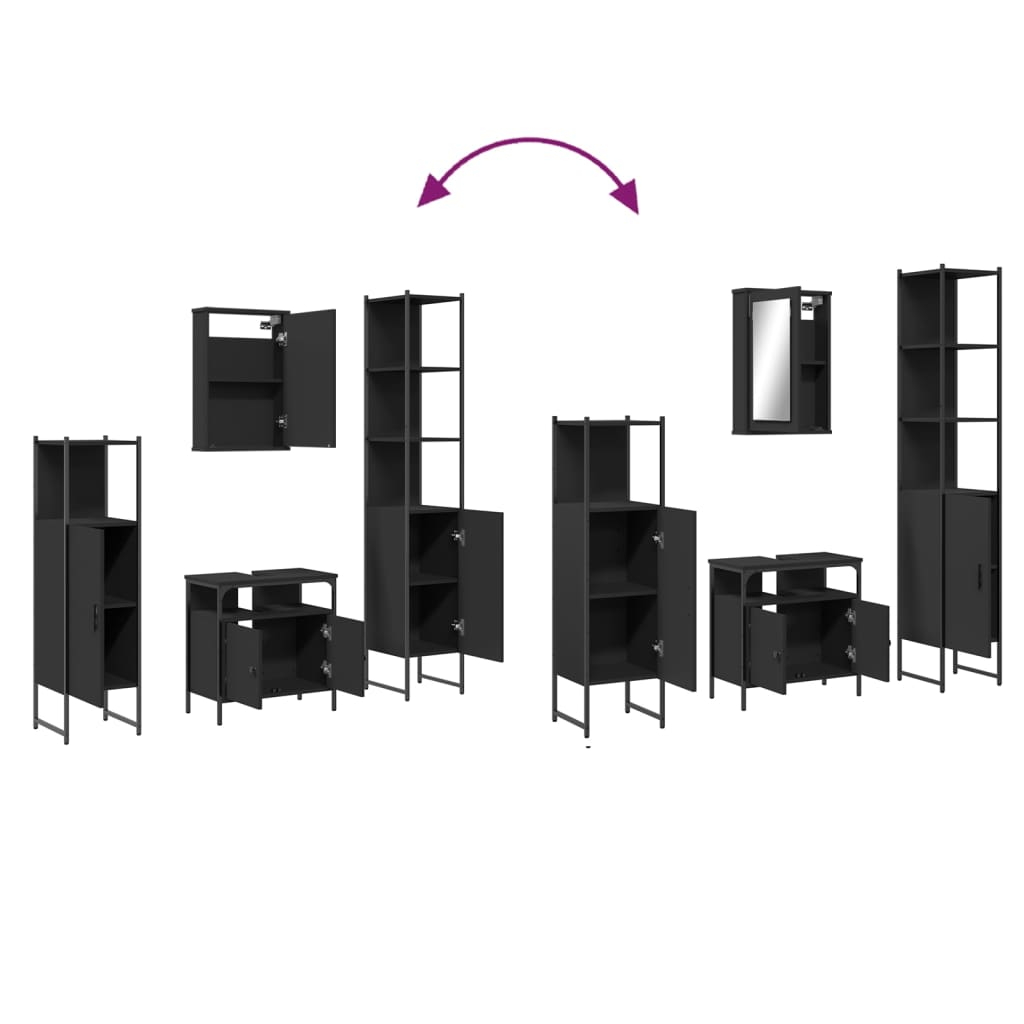 vidaXL 4 Piece Bathroom Furniture Set Black Engineered Wood