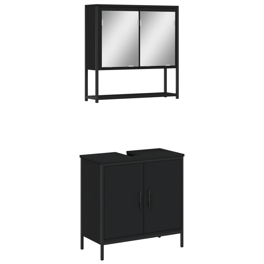 vidaXL 2 Piece Bathroom Furniture Set Black Engineered Wood