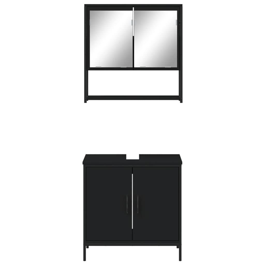 vidaXL 2 Piece Bathroom Furniture Set Black Engineered Wood