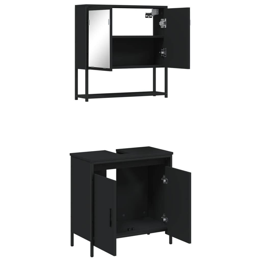 vidaXL 2 Piece Bathroom Furniture Set Black Engineered Wood