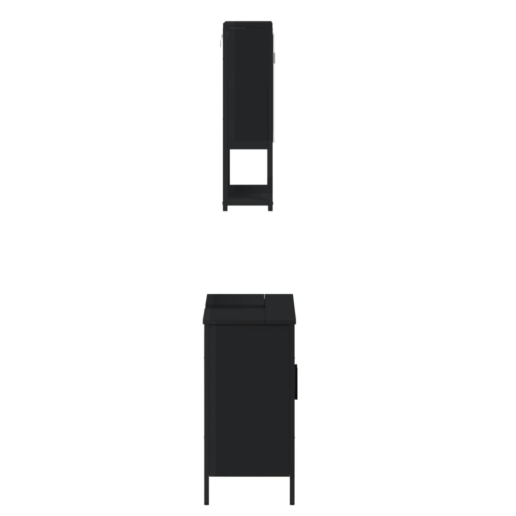 vidaXL 2 Piece Bathroom Furniture Set Black Engineered Wood