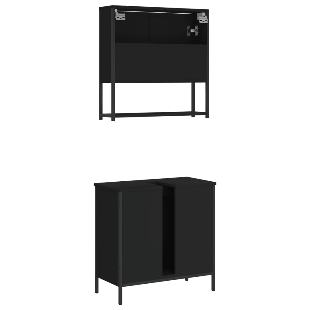 vidaXL 2 Piece Bathroom Furniture Set Black Engineered Wood