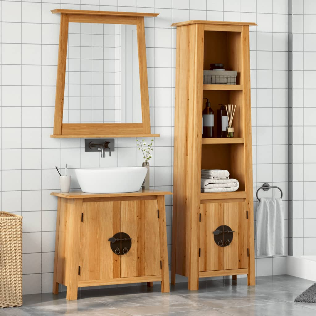 vidaXL 3 Piece Bathroom Furniture Set Solid Wood Pine