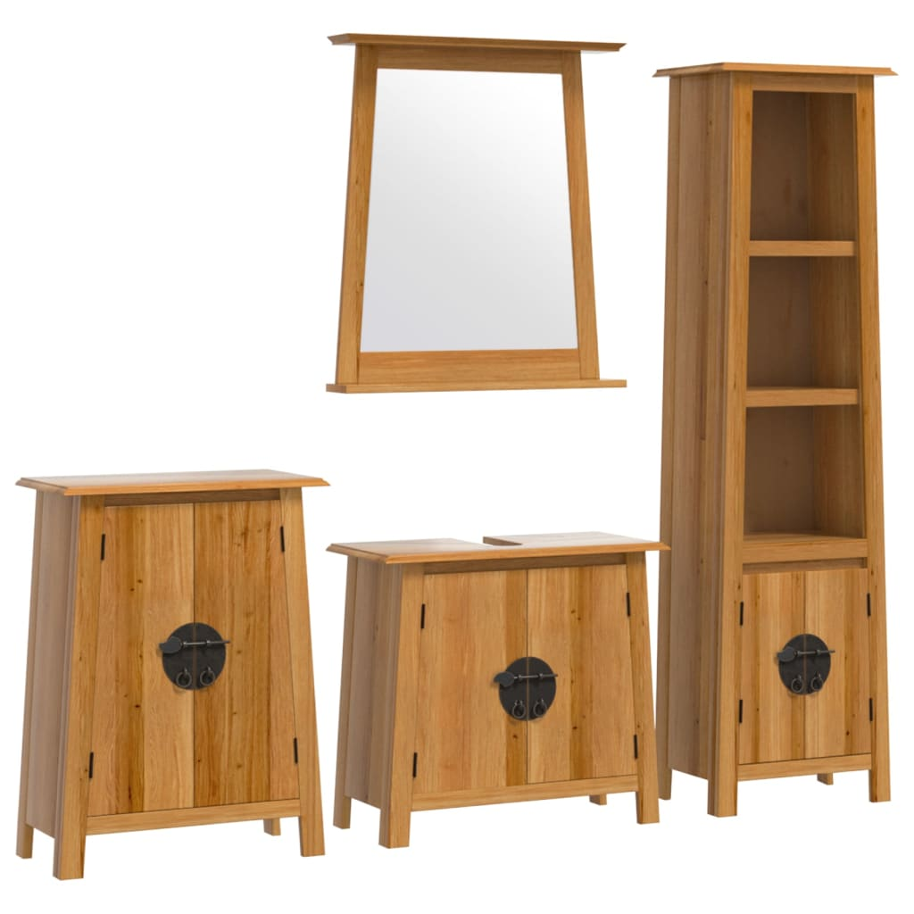 vidaXL 4 Piece Bathroom Furniture Set Solid Wood Pine