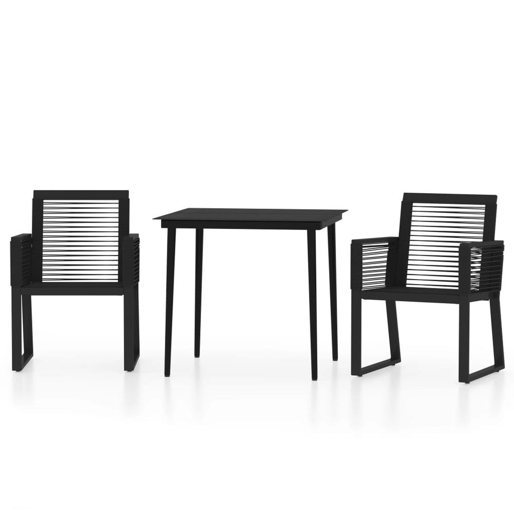 3 Piece Patio Dining Set Black