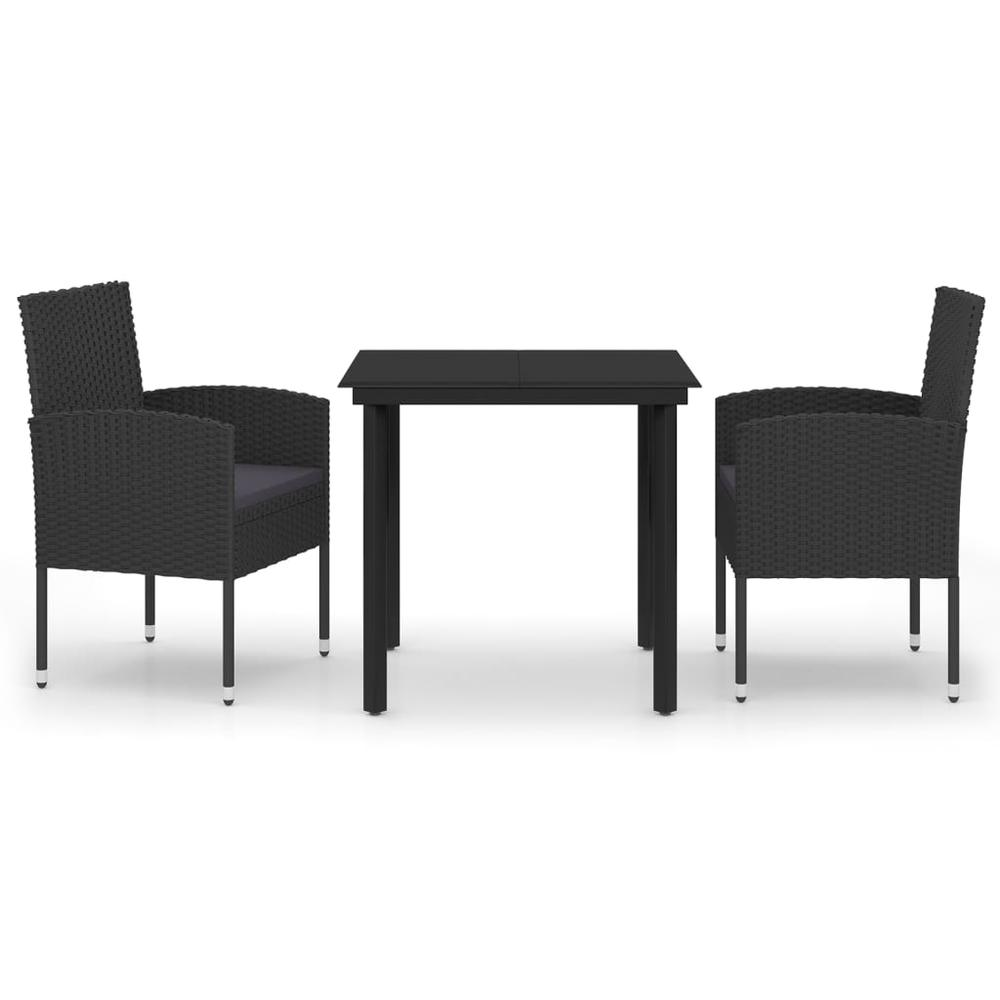 3 Piece Patio Dining Set Black