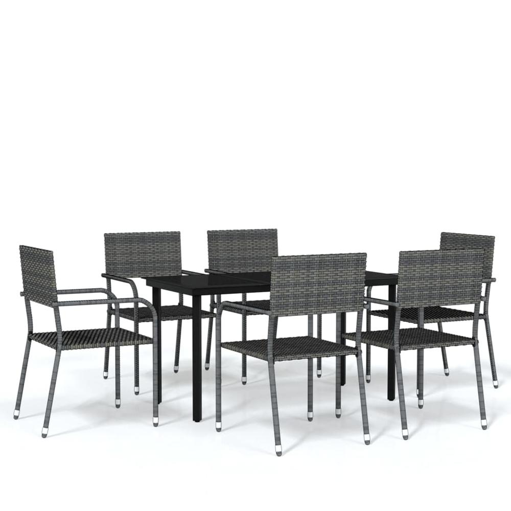 7 Piece Patio Dining Set Gray