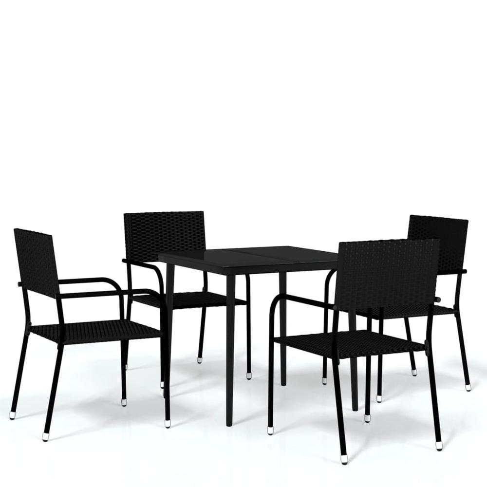 5 Piece Patio Dining Set Black