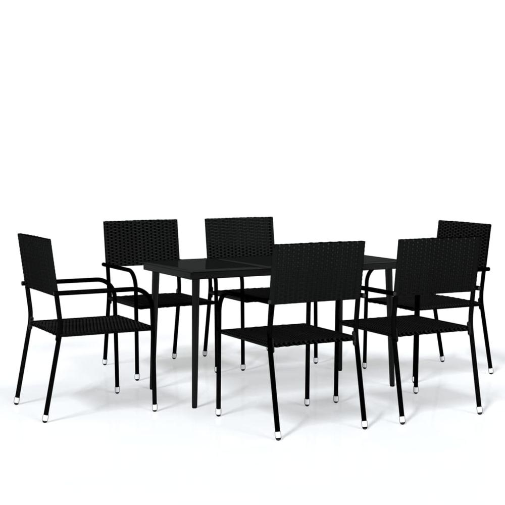 7 Piece Patio Dining Set Black