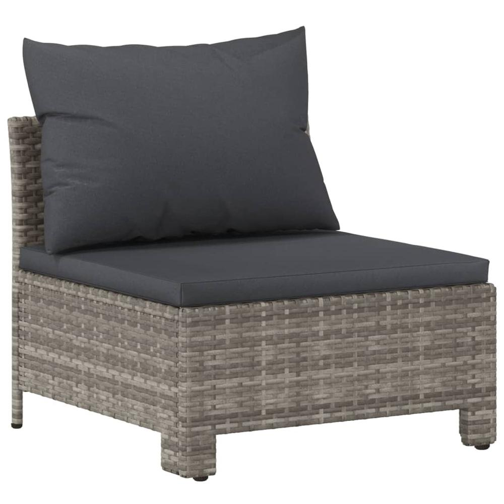 3 Piece Patio Lounge Set with Cushions Gray Poly Rattan