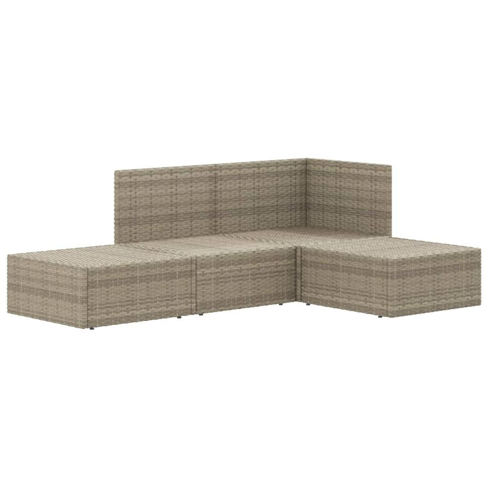 4 Piece Patio Lounge Set with Cushions Gray Poly Rattan