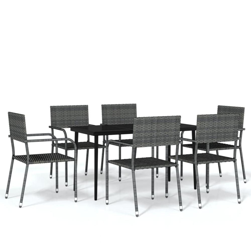 7 Piece Patio Dining Set Gray