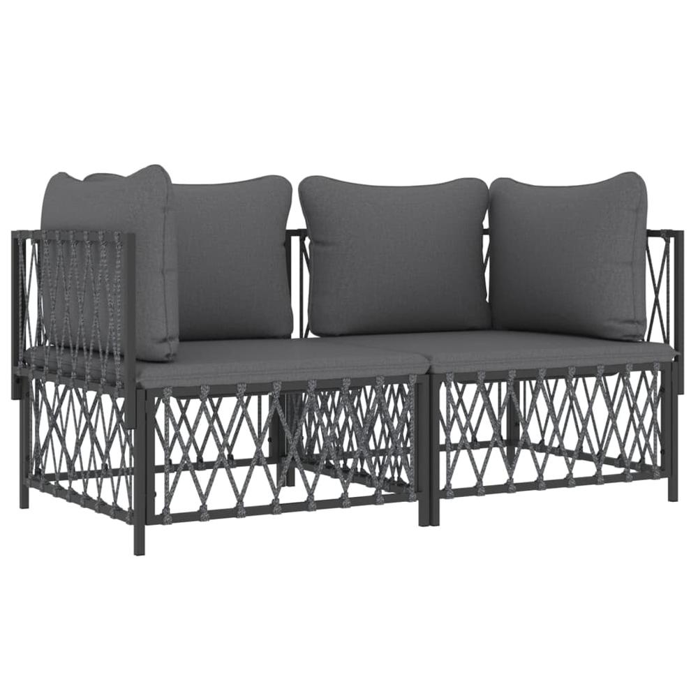 2 Piece Patio Lounge Set with Cushions Anthracite Steel