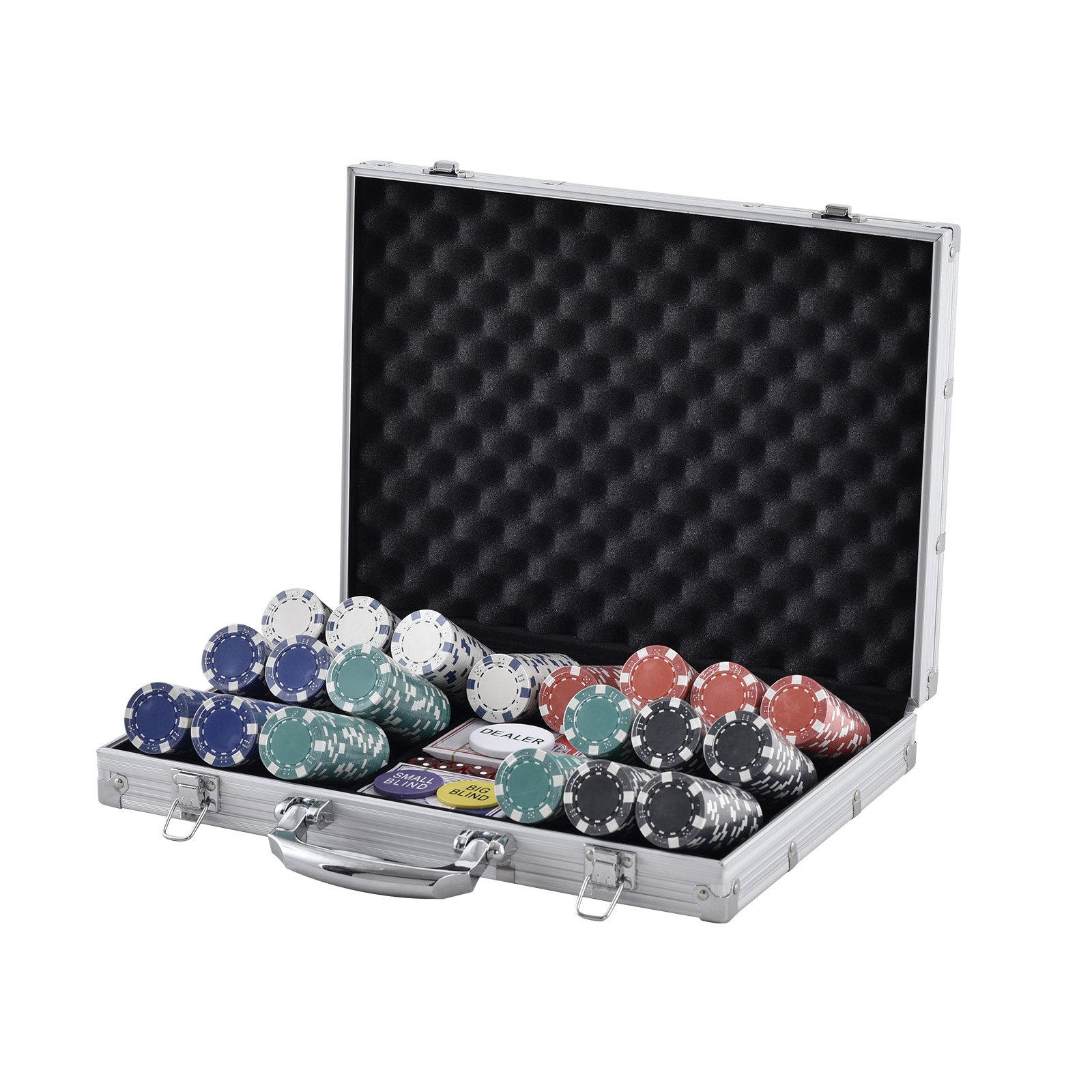 VEVOR Poker Chip Set, 500-Piece Poker Set, Complete Poker Playing Game Set with Aluminum Carrying  Case, 11.5 Gram Casino Chips, Cards, Buttons and Dices, for Texas Hold'em, Blackjack, Gambling