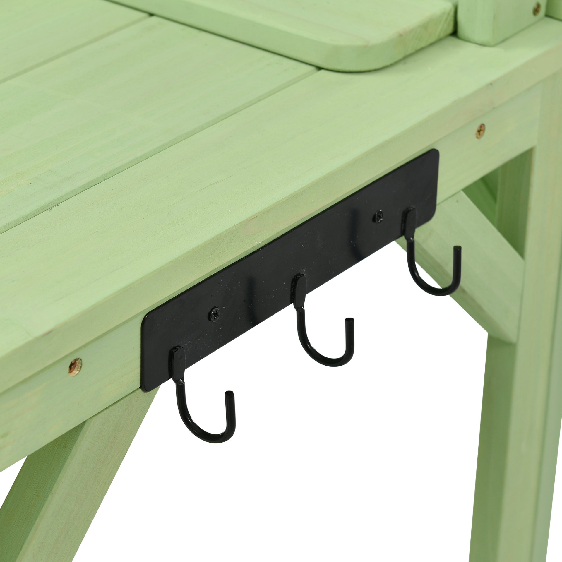 64.6" Large Outdoor Potting Bench, Garden Potting Table, Wood Workstation with 6-Tier Shelves, Large Tabletop and Side Hook for Mudroom, Backyard,Green