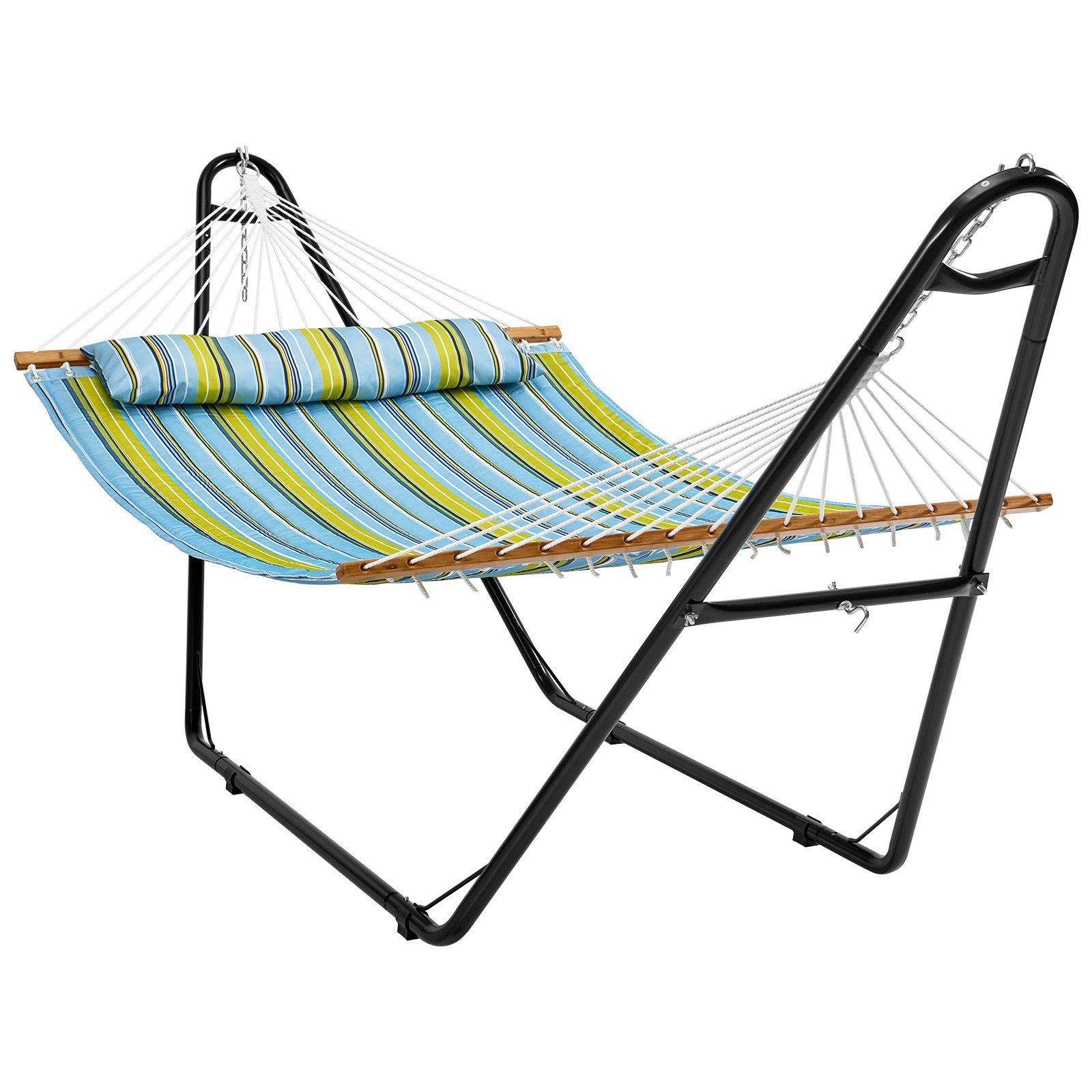 VEVOR Double Quilted Fabric Hammock Two Person Hammock with Stand 480lb Capacity