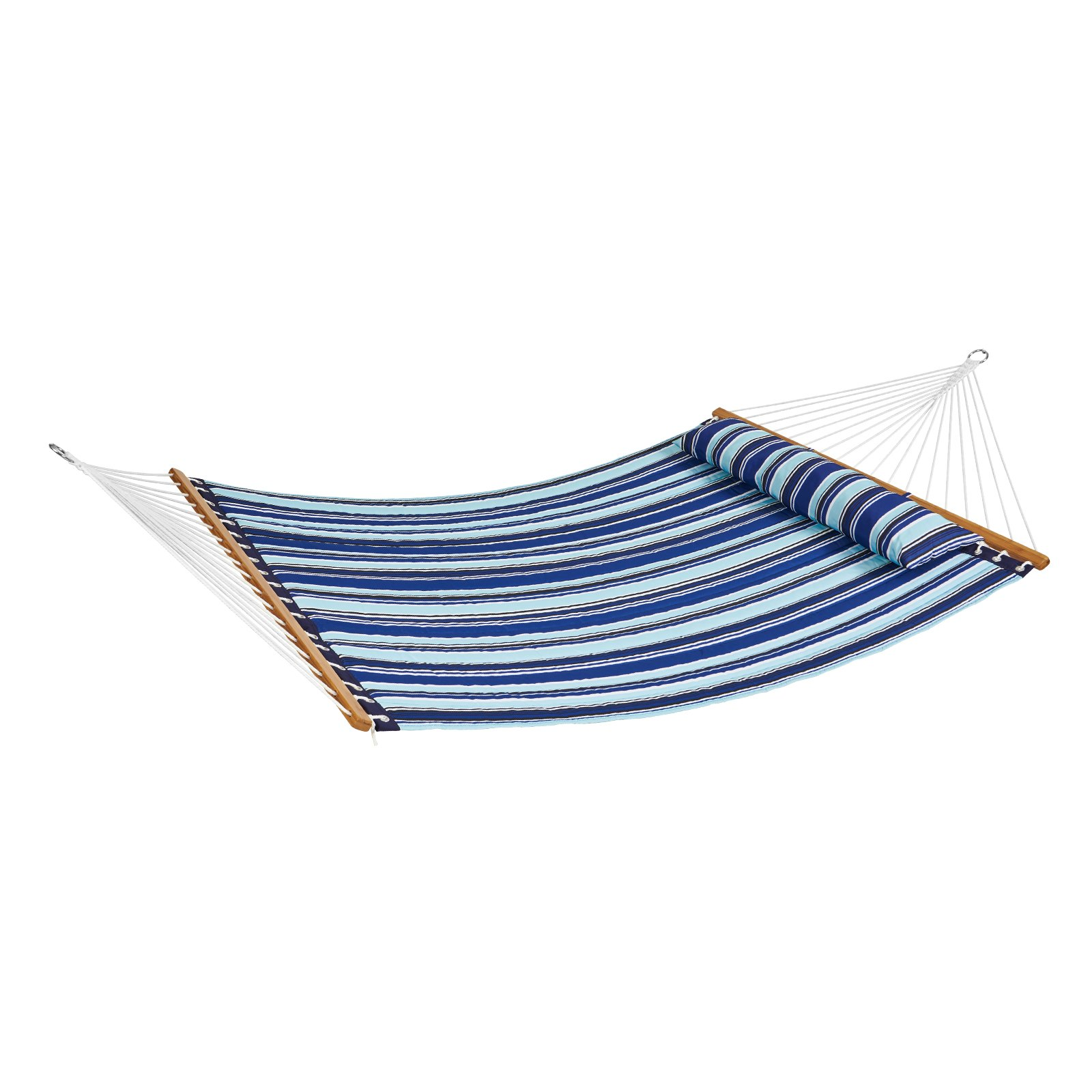 VEVOR Double Quilted Fabric Hammock, 12 FT Double Hammock with Hardwood Spreader Bars, 2 Person Quilted Hammock with Detachable Pillow and Chains for Camping Outdoor Patio Yard Beach, 480 lbs Capacity