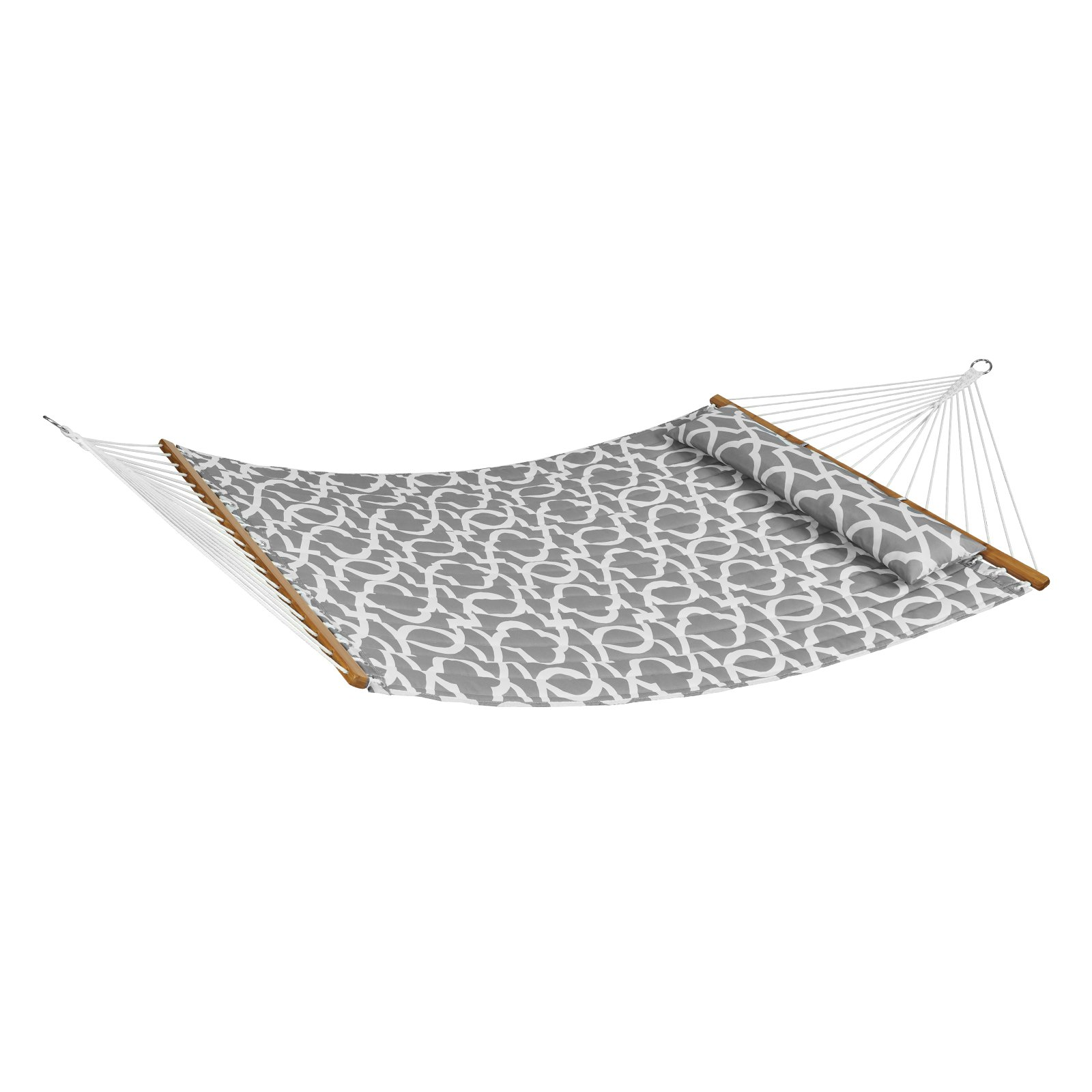 VEVOR Double Quilted Fabric Hammock, 12 FT Double Hammock with Hardwood Spreader Bars, 2 Person Quilted Hammock with Detachable Pillow and Chains for Camping Outdoor Patio Yard Beach, 480 lbs Capacity