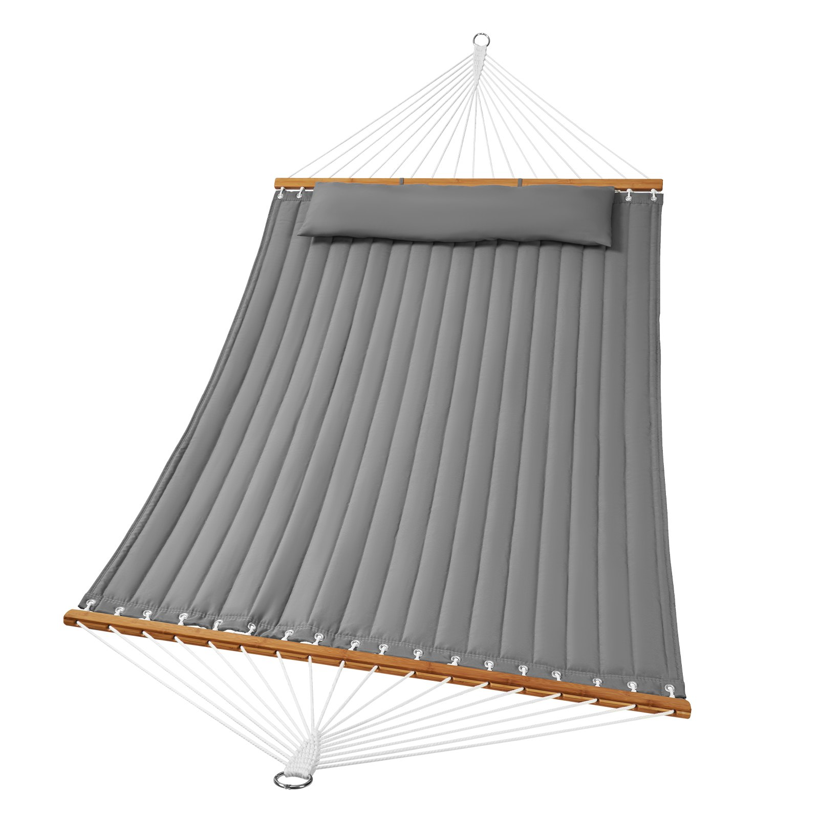 VEVOR Double Quilted Fabric Hammock with Hardwood Spreader Bar Detachable Pillow