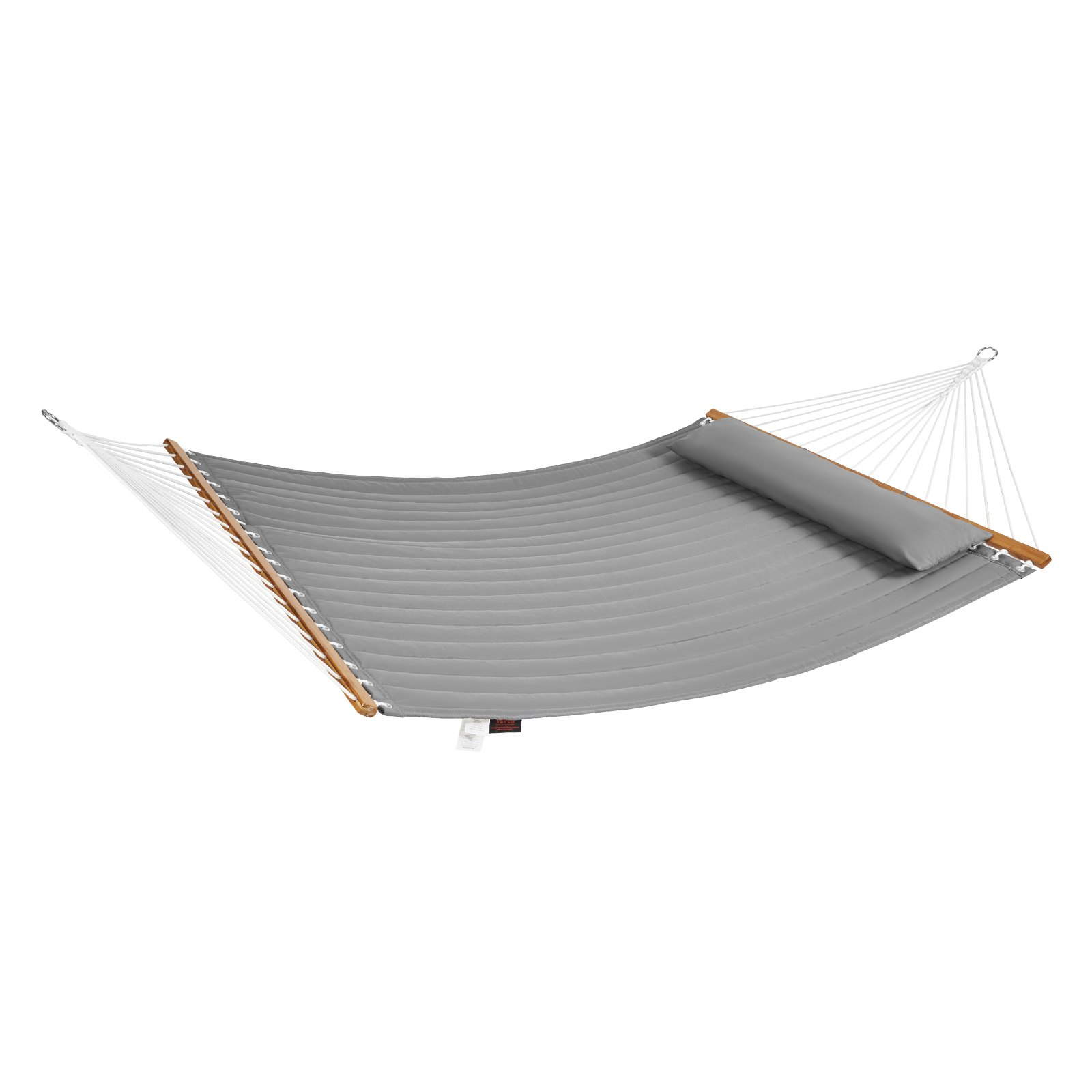 VEVOR Double Quilted Fabric Hammock with Hardwood Spreader Bar Detachable Pillow