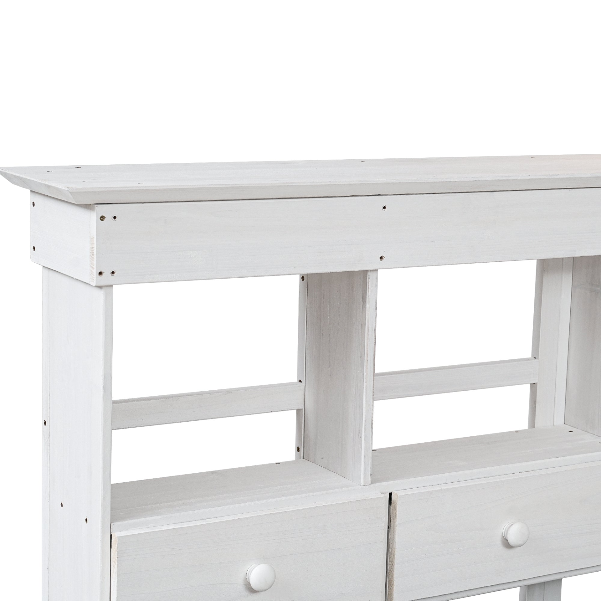 Garden Potting Bench Table, Rustic and Sleek Design with Multiple Drawers and Shelves for Storage, White and Gray