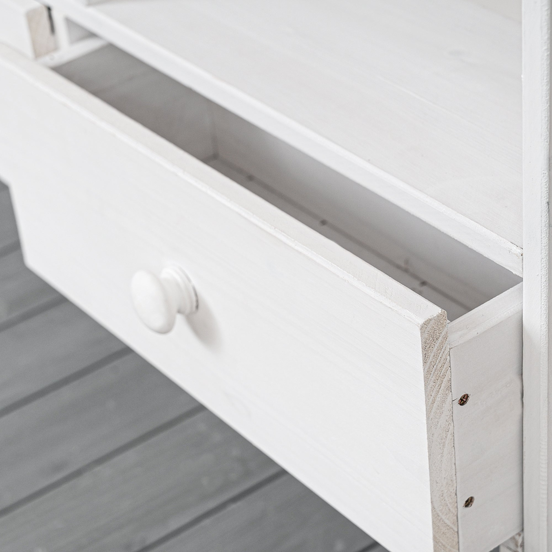 Garden Potting Bench Table, Rustic and Sleek Design with Multiple Drawers and Shelves for Storage, White and Gray