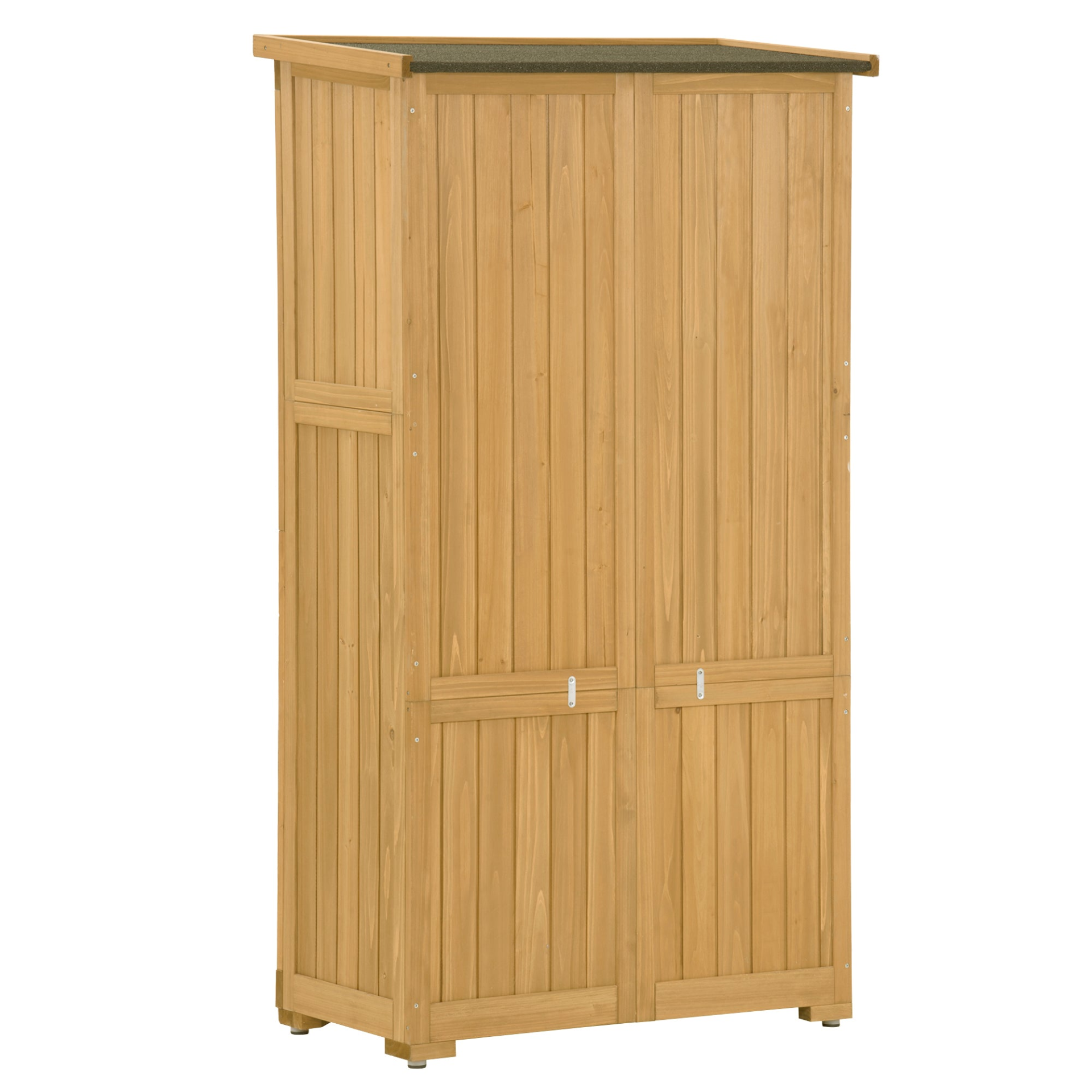 Wooden Garden Shed 3-tier Patio Storage Cabinet Outdoor Organizer Wooden Lockers with Fir Wood (Natural Wood Color -Shutter Design)