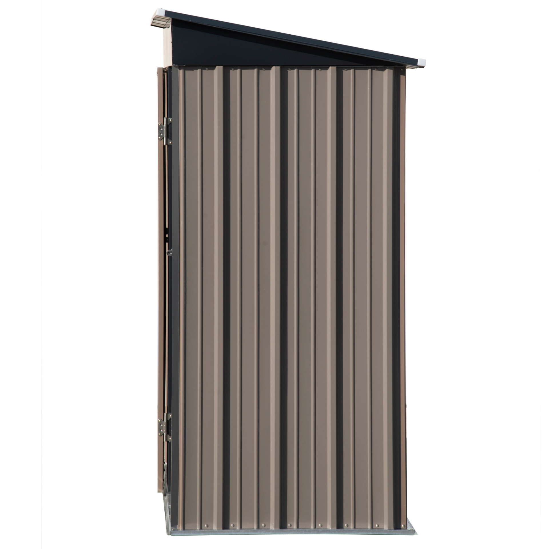 Patio 5ft Wx3ft. L Garden Shed, Metal Lean-to Storage Shed with Adjustable Shelf and Lockable Door, Tool Cabinet for Backyard, Lawn, Garden, Brown