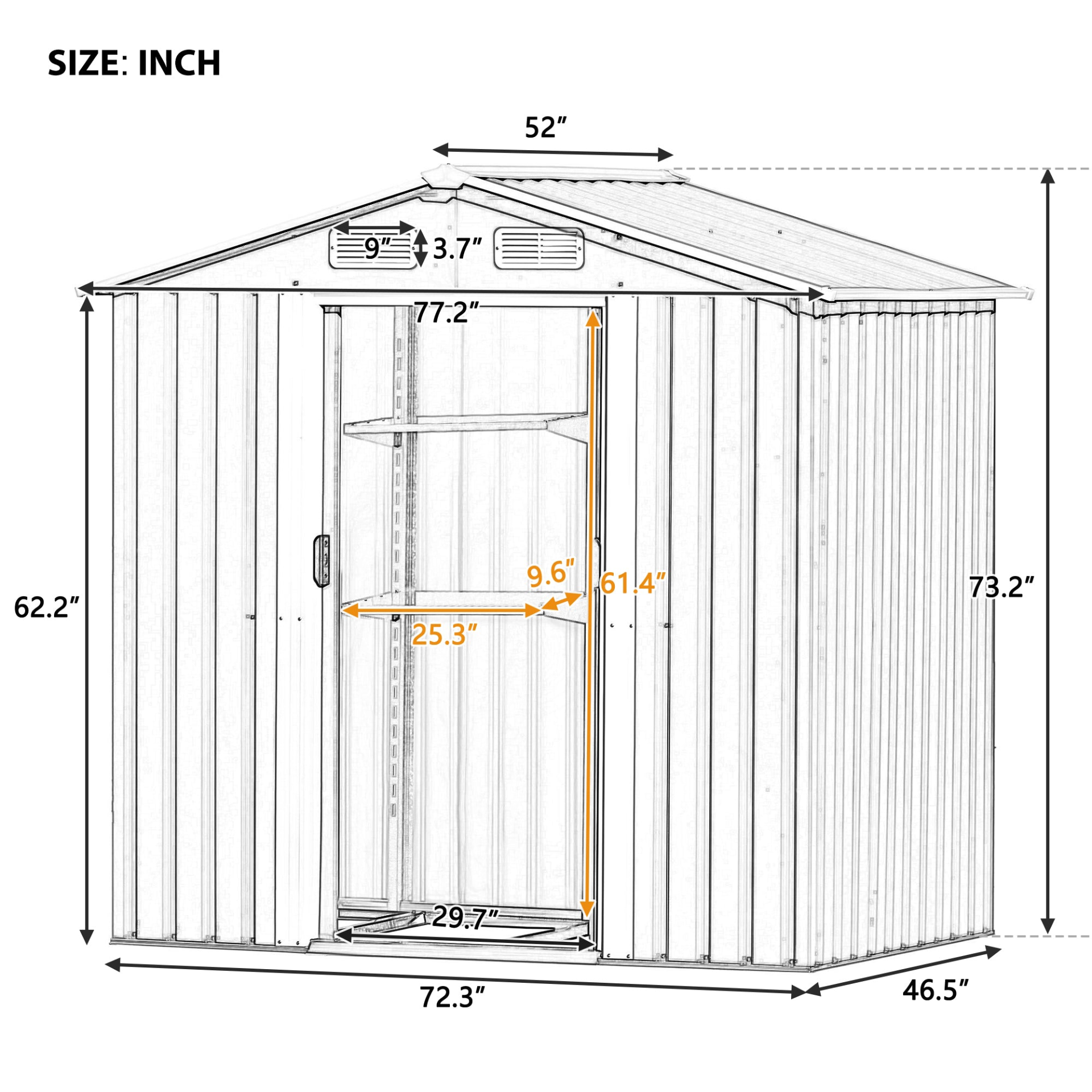 Patio 6ft x4ft Bike Shed Garden Shed, Metal Storage Shed with Adjustable Shelf and Lockable Door, Tool Cabinet with Vents and Foundation for Backyard, Lawn, Garden, Brown