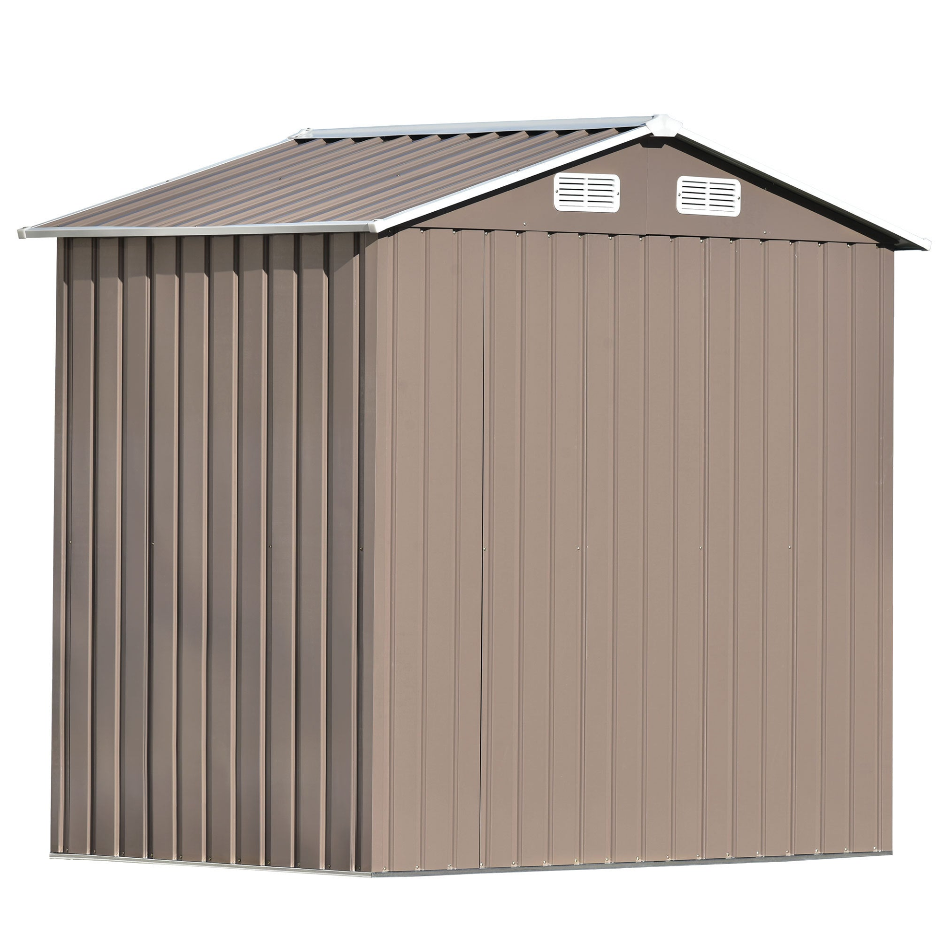 Patio 6ft x4ft Bike Shed Garden Shed, Metal Storage Shed with Adjustable Shelf and Lockable Door, Tool Cabinet with Vents and Foundation for Backyard, Lawn, Garden, Brown