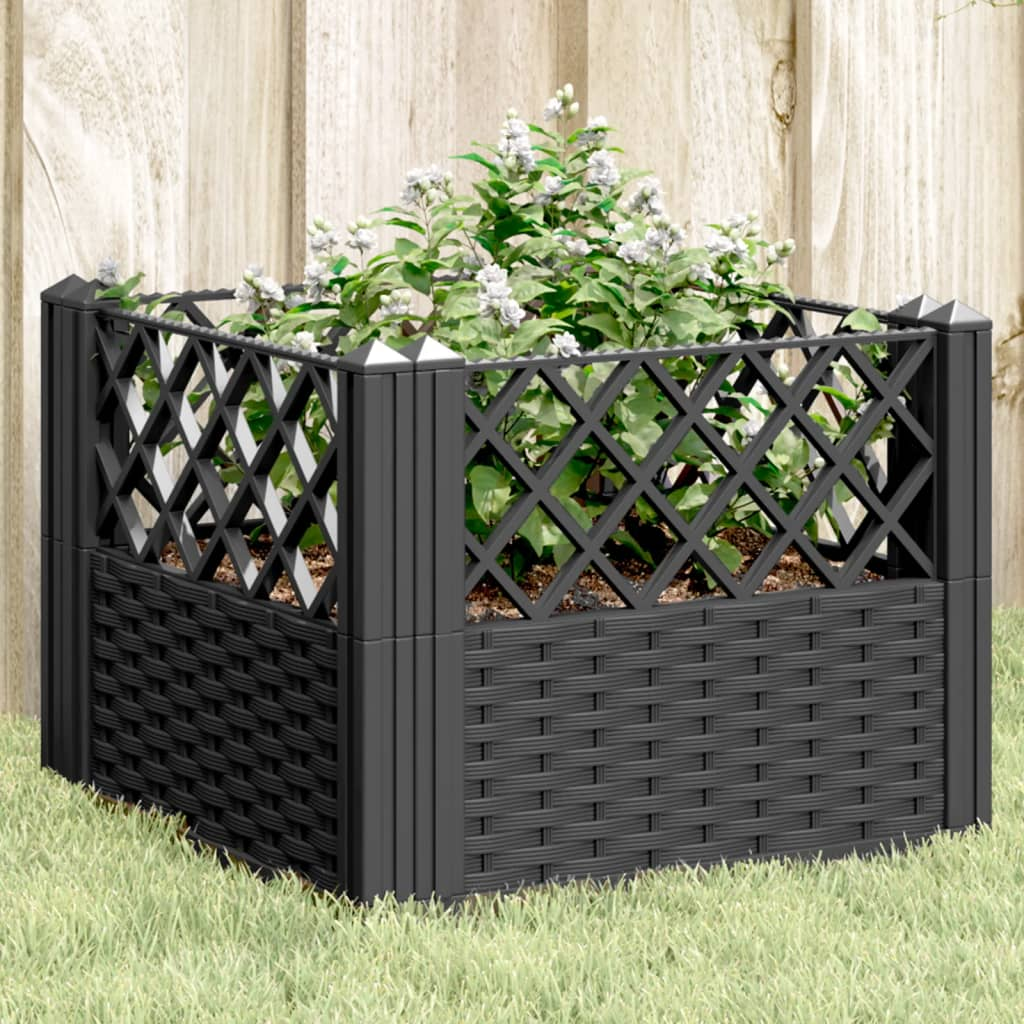 vidaXL Garden Planter with Pegs Black 17.1"x17.1"x17.1" PP