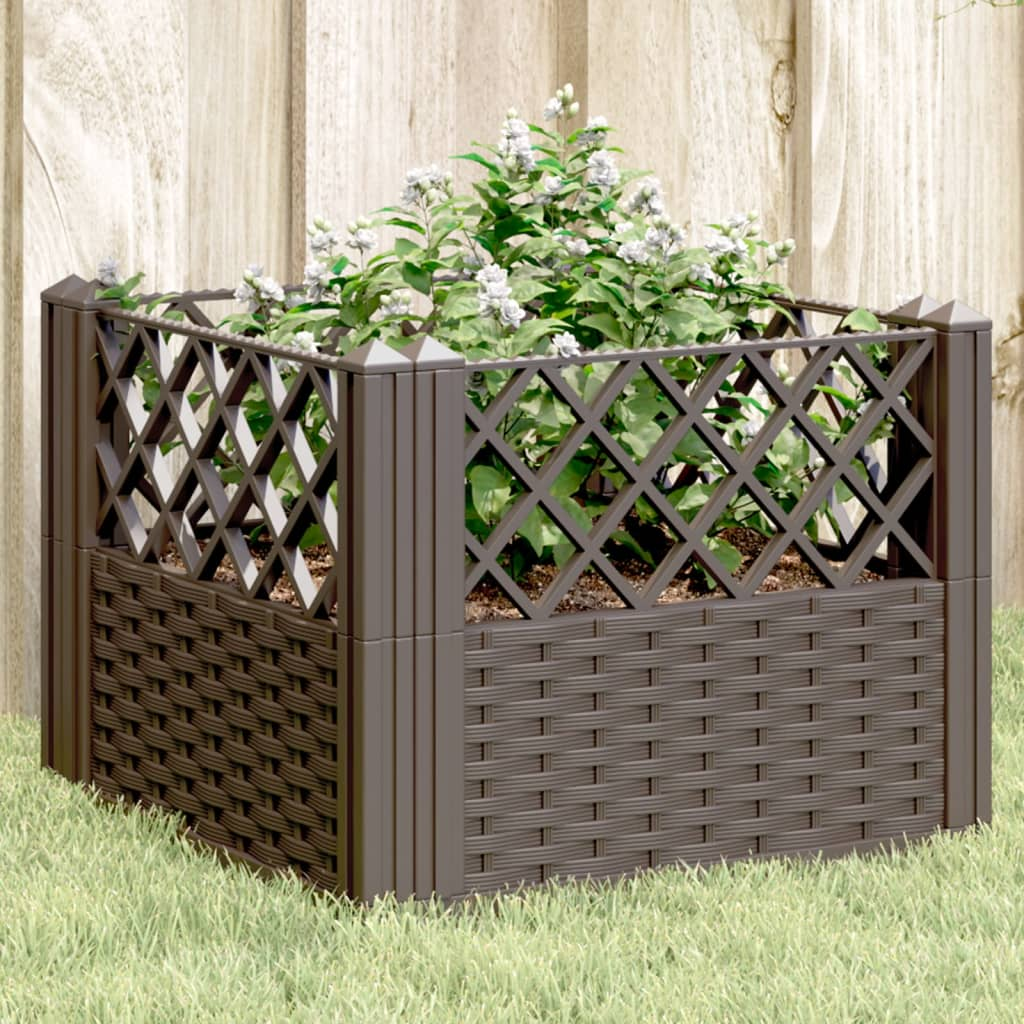 vidaXL Garden Planter with Pegs Brown 17.1"x17.1"x17.1" PP