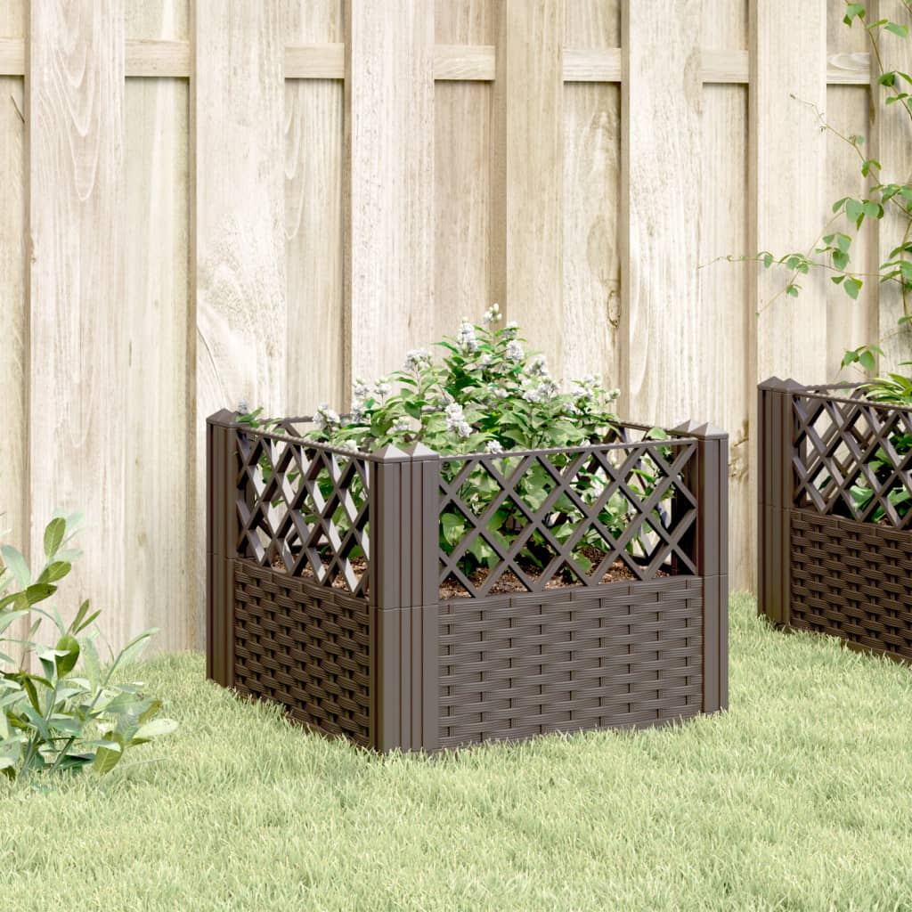 vidaXL Garden Planter with Pegs Brown 17.1"x17.1"x17.1" PP