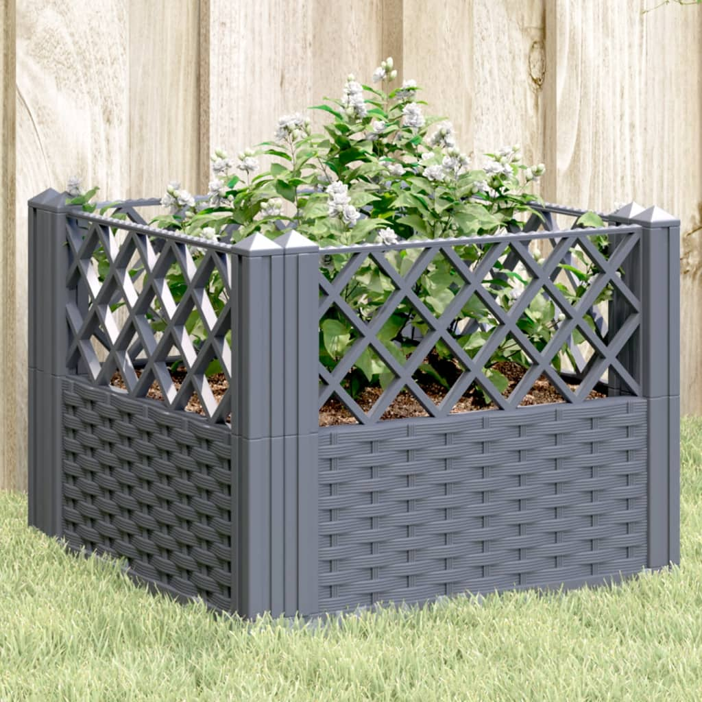 vidaXL Garden Planter with Pegs Gray 17.1"x17.1"x17.1" PP