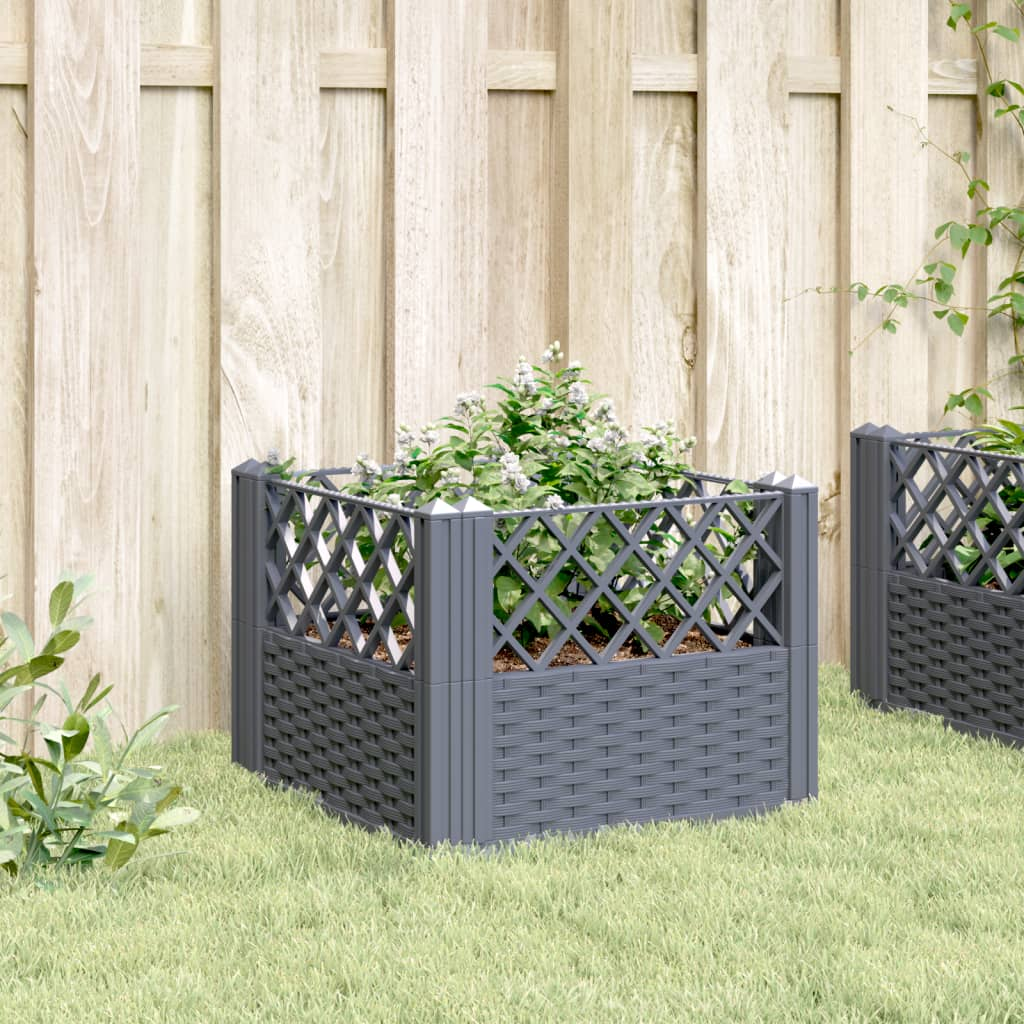 vidaXL Garden Planter with Pegs Gray 17.1"x17.1"x17.1" PP