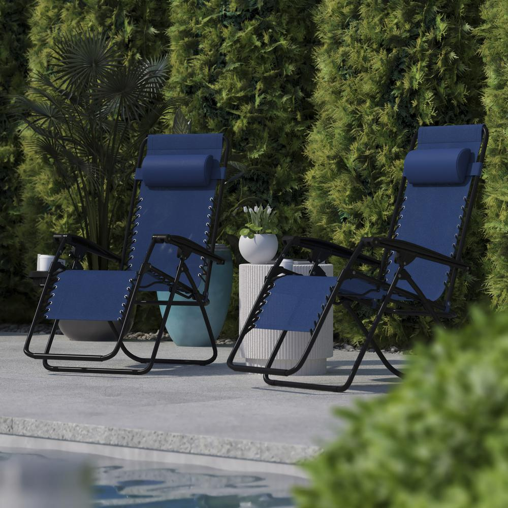 Set of 2 Portable Folding Zero Gravity Lounge Chairs