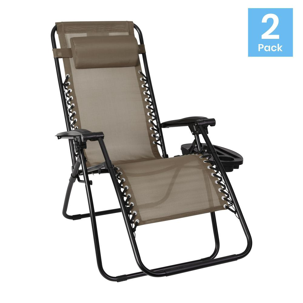 Set of 2 Portable Folding Zero Gravity Lounge Chairs