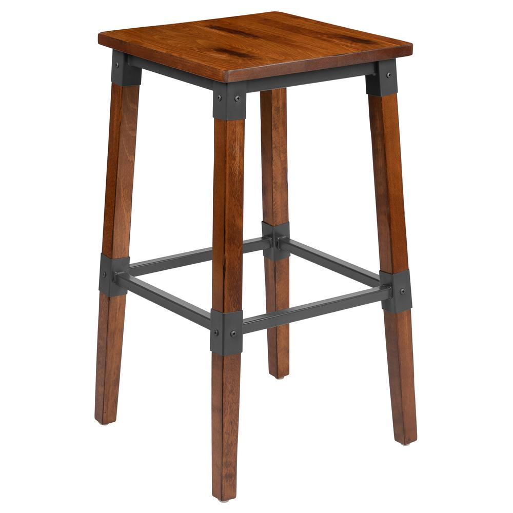 Set of 2 Commercial Grade Industrial Style Backless Dining Barstools