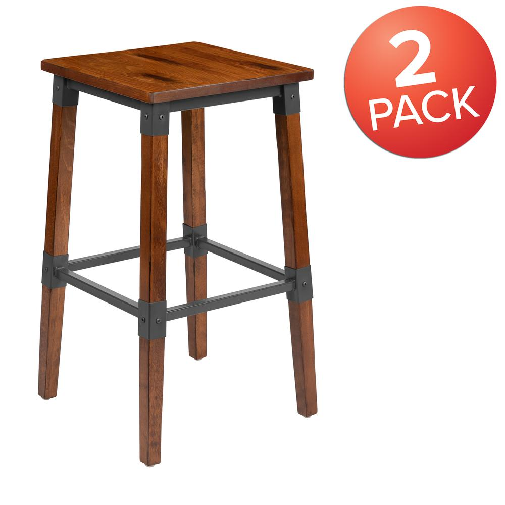 Set of 2 Commercial Grade Industrial Style Backless Dining Barstools