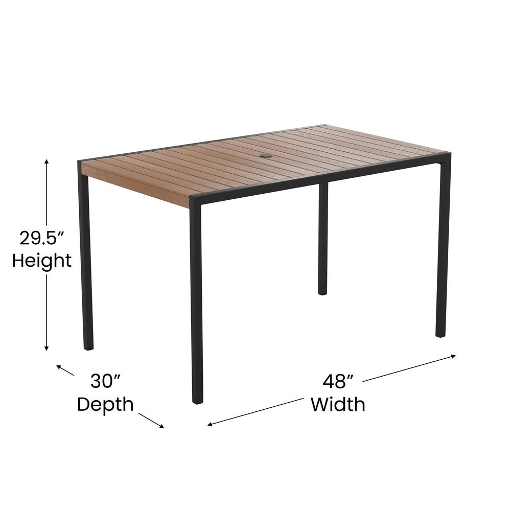 Outdoor Patio Dining Table with Umbrella Holder Hole