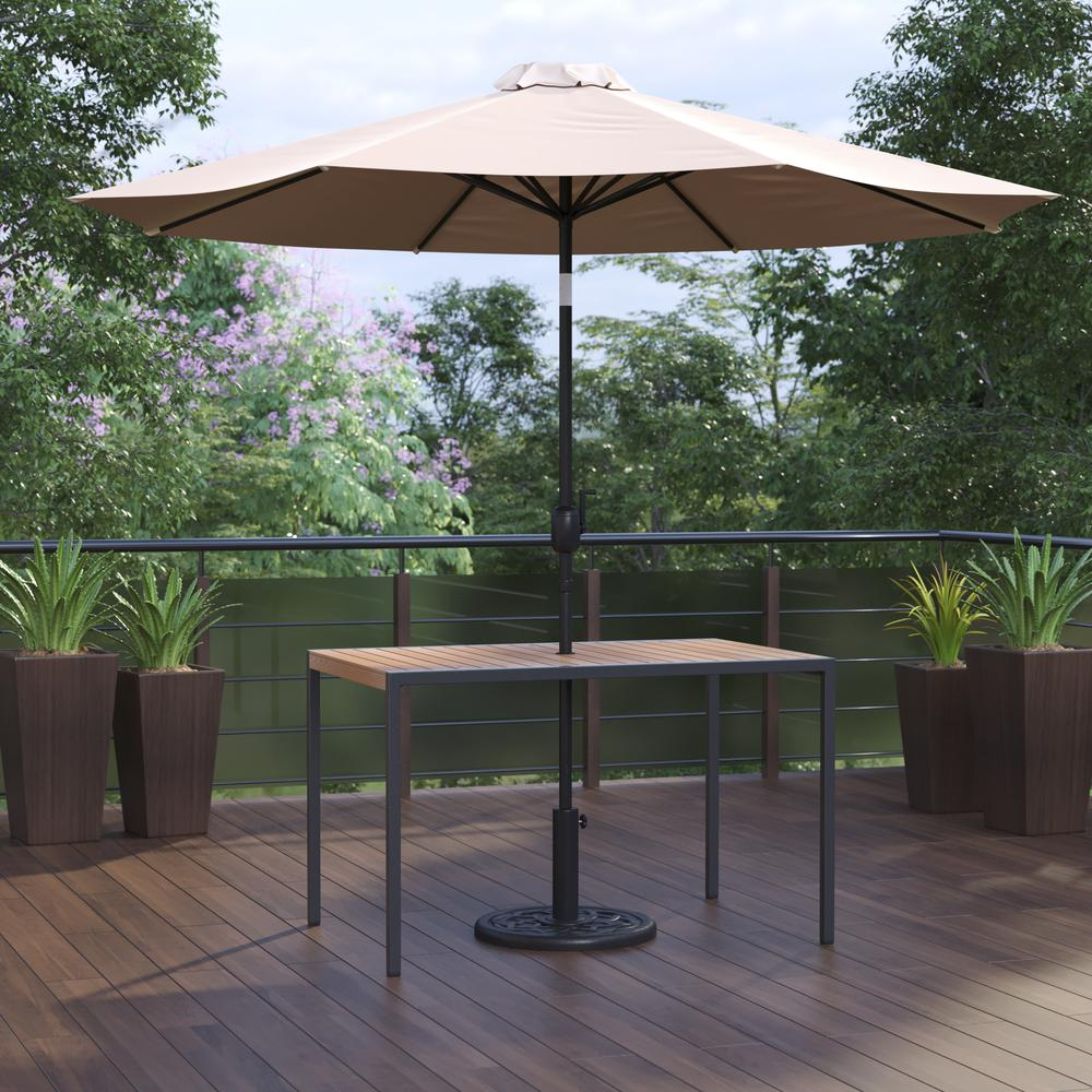 Outdoor Patio Dining Table with Umbrella Holder Hole