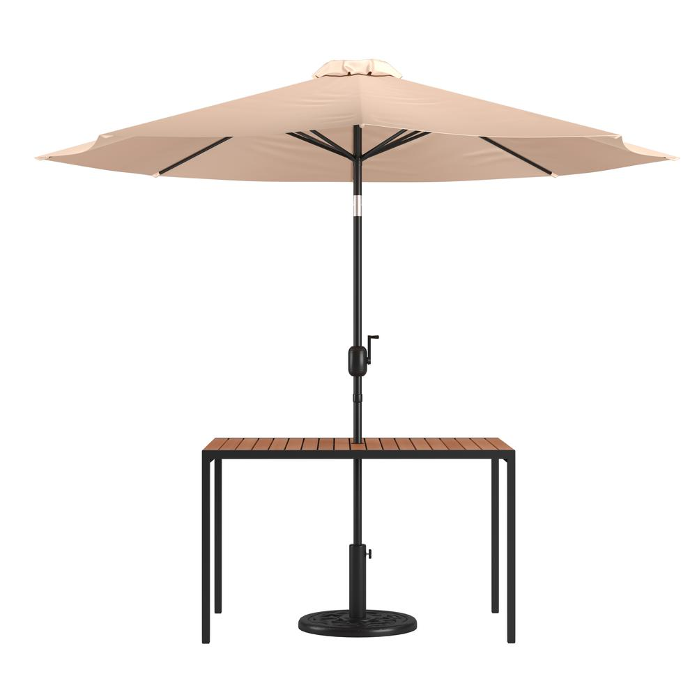 Outdoor Patio Dining Table with Umbrella Holder Hole