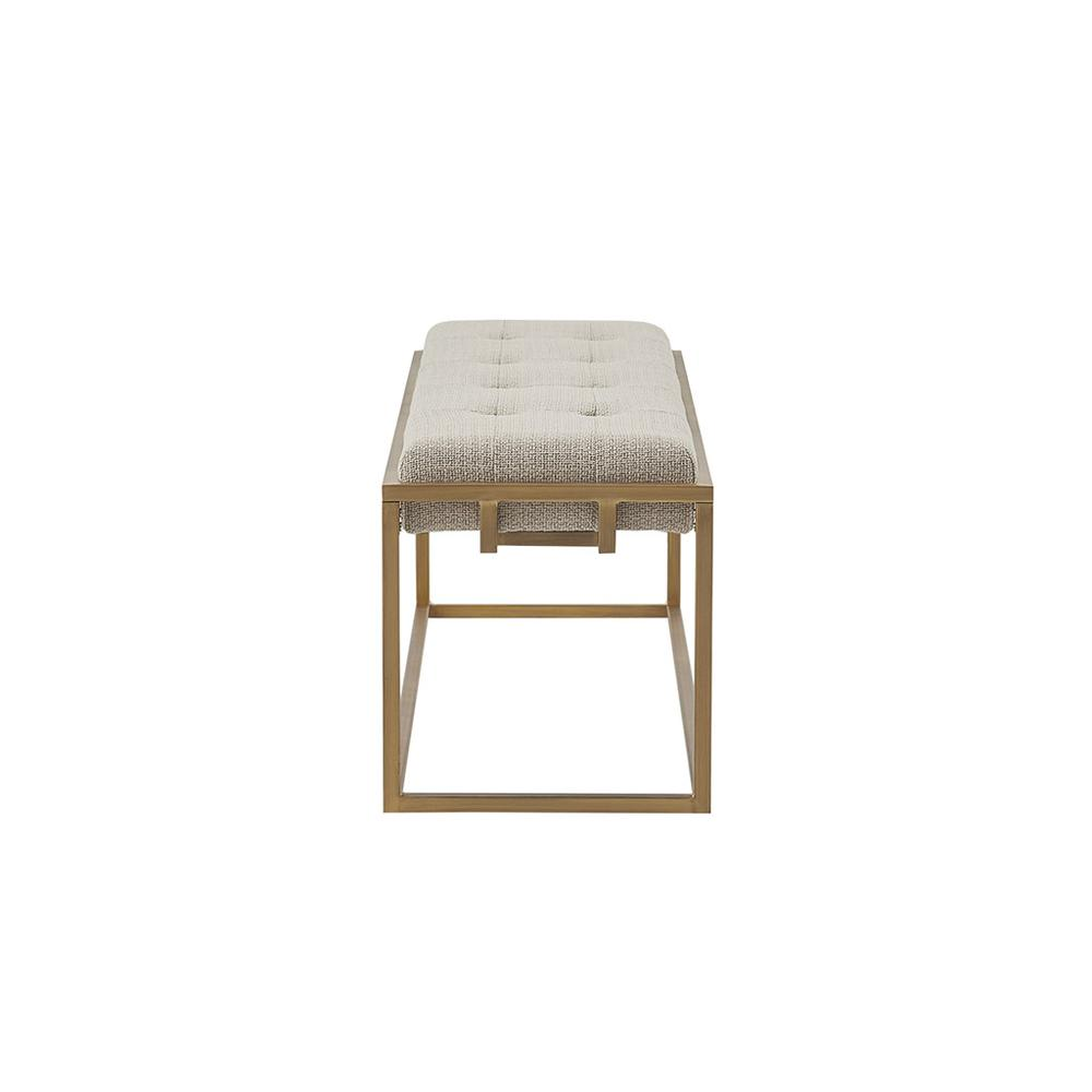 Button-tufted Upholstered Metal Base Accent Bench