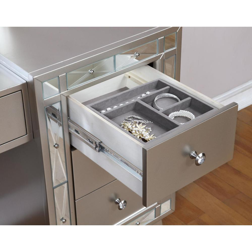 Leighton Vanity Desk and Stool Metallic Mercury