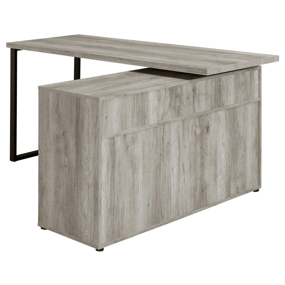 Hertford L-shape Office Desk with Storage Grey Driftwood