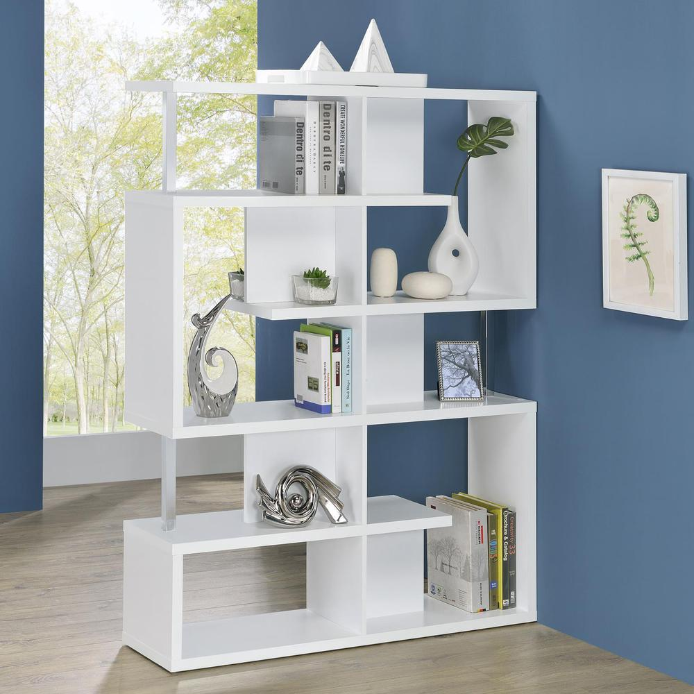 Hoover 5-tier Bookcase White and Chrome