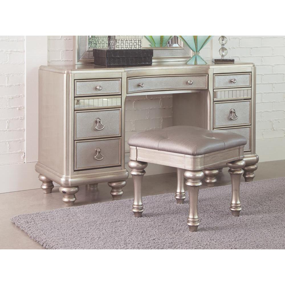 Bling Game 9-drawer Vanity Desk Metallic Platinum