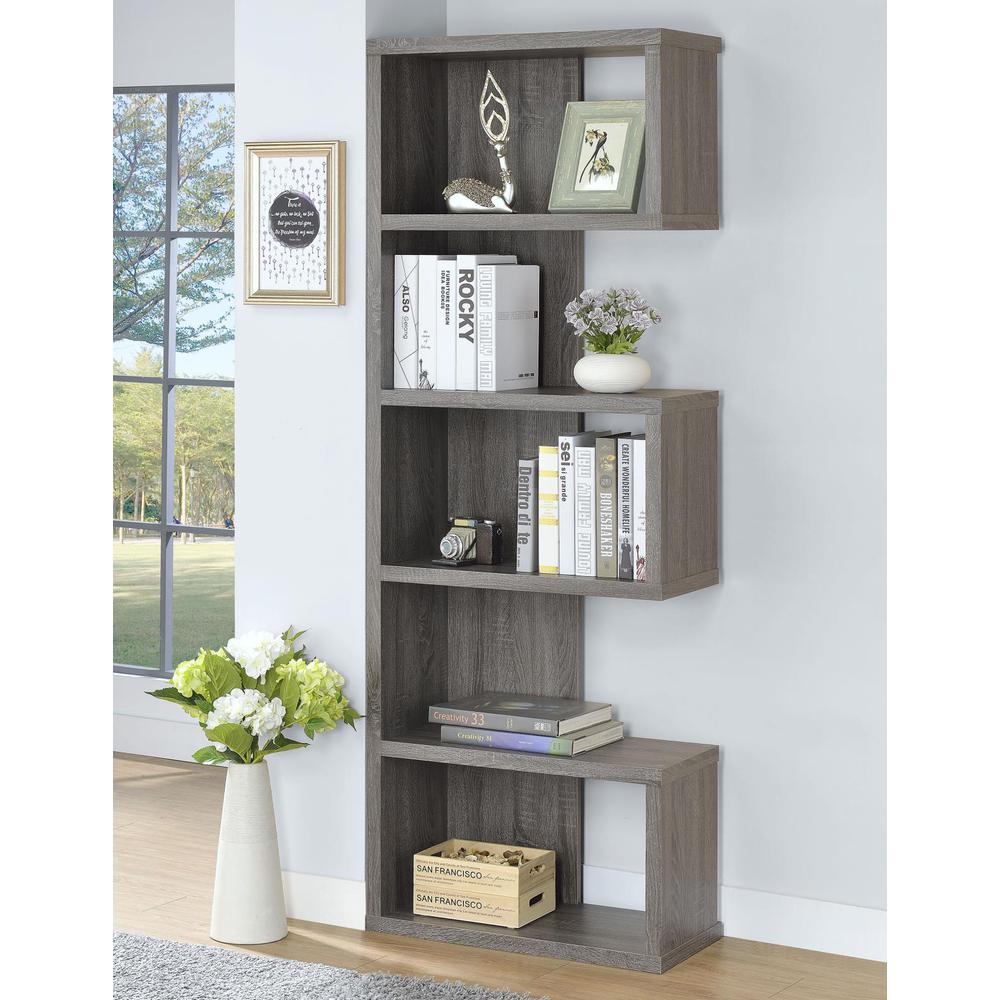 Joey 5-tier Bookcase Weathered Grey