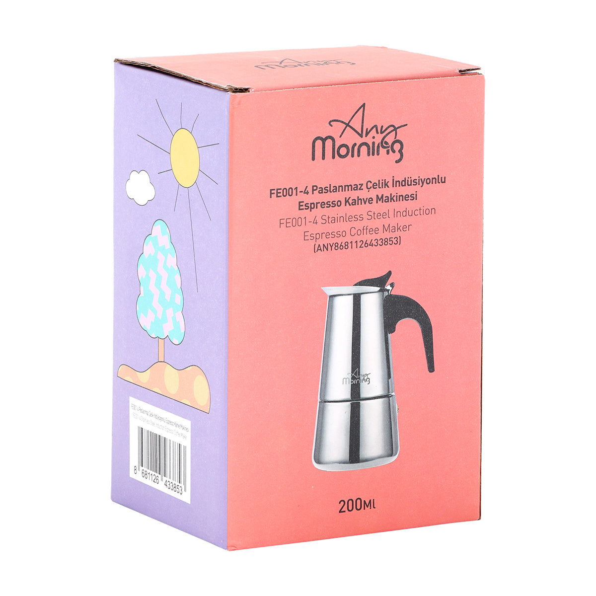 Any Morning Stove top Espresso Maker Stainless Steel Percolator Coffee Pot 200 ml