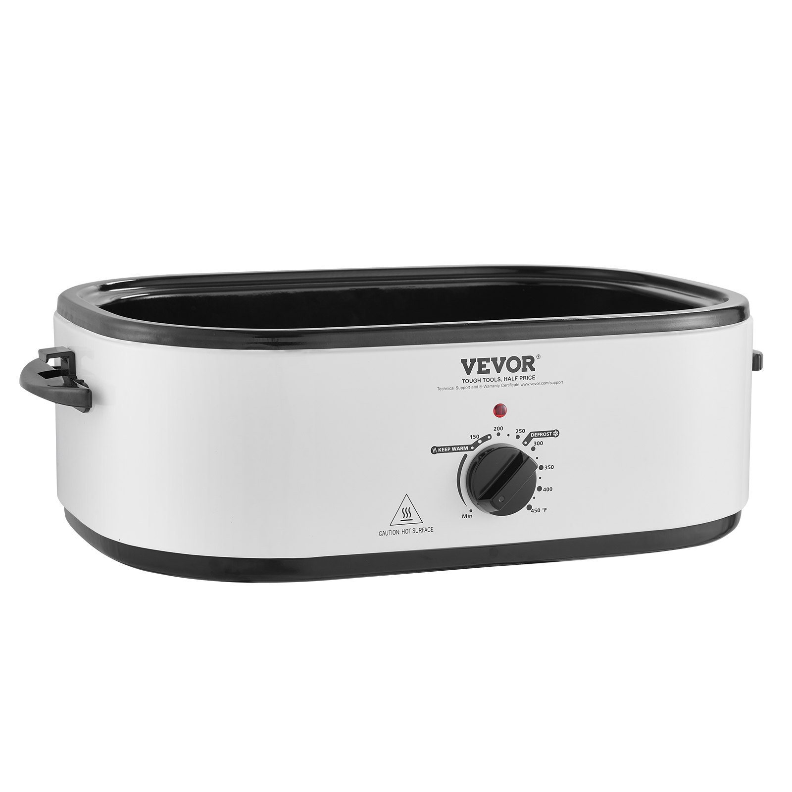 VEVOR Electric Roaster Oven, 22 QT Turkey Roaster Oven with Self-Basting Lid, 1450W Roaster Oven with Defrost & Warm Function, Adjustable Temp, Removable Pan & Rack, Fits Turkeys Up to 26LBS, White